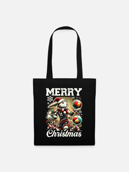 Frohe Weihnachten Handball Sportler - Stoffbeutel - Schwarz