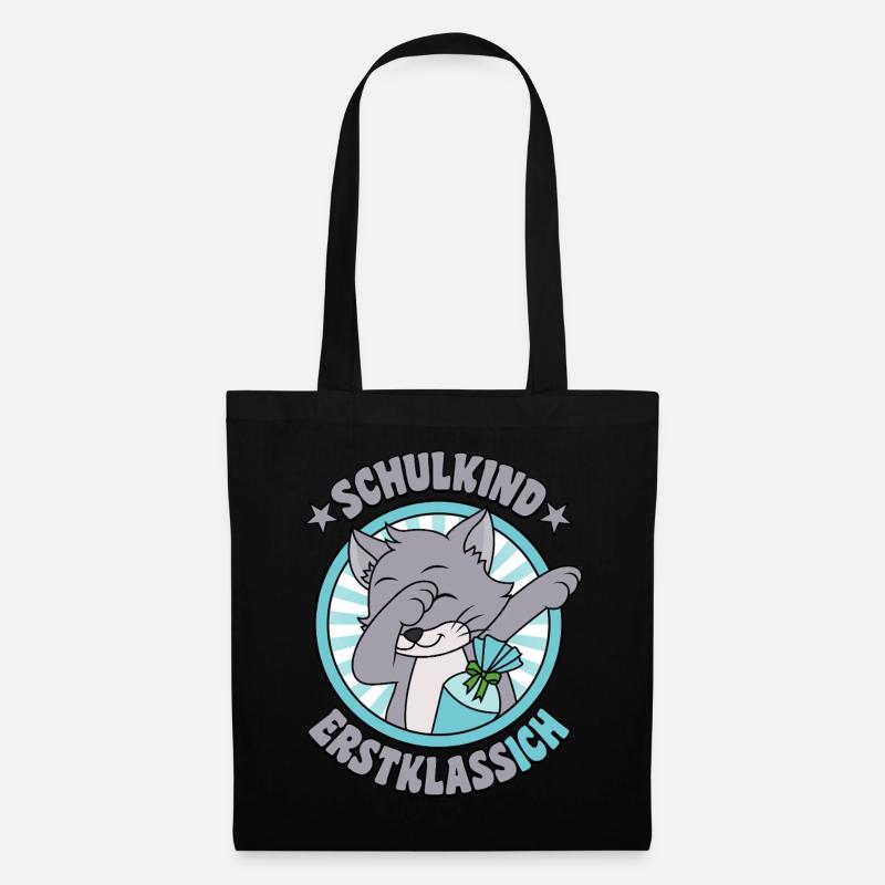 Schulkind Erstklassich Dabbing Katze Einschulung - Stoffbeutel - Schwarz