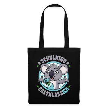 Schulkind Erstklassig Koala Bär Erstklassich - Stoffbeutel - Schwarz - Vorne