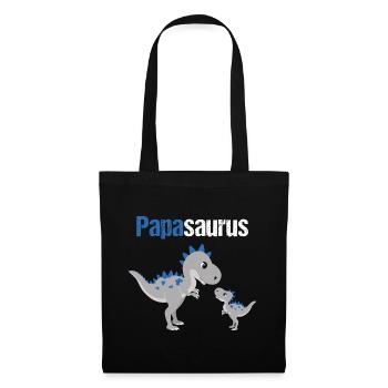 Papasaurus Dinosaurier für Papa Vatertag Geschenk - Stoffbeutel - Schwarz - Vorne
