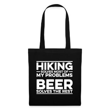 Hiking Solves Most Of My Problems Beer Solves The - Stoffbeutel - Schwarz - Vorne