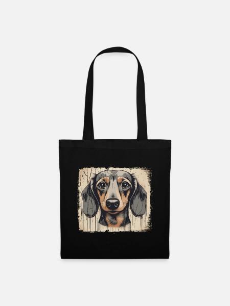 Dackel Teckel Kurzhaardackel Dachshund - Stoffbeutel - Schwarz