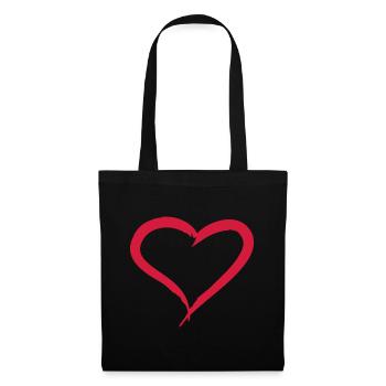 Coeur Peint en Rouge - Sac en tissu - noir - Devant