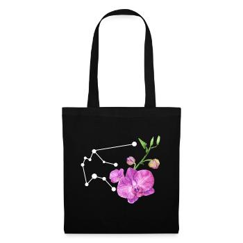 Constellation du Verseau avec orchidées aquarelles - Sac en tissu - noir - Devant