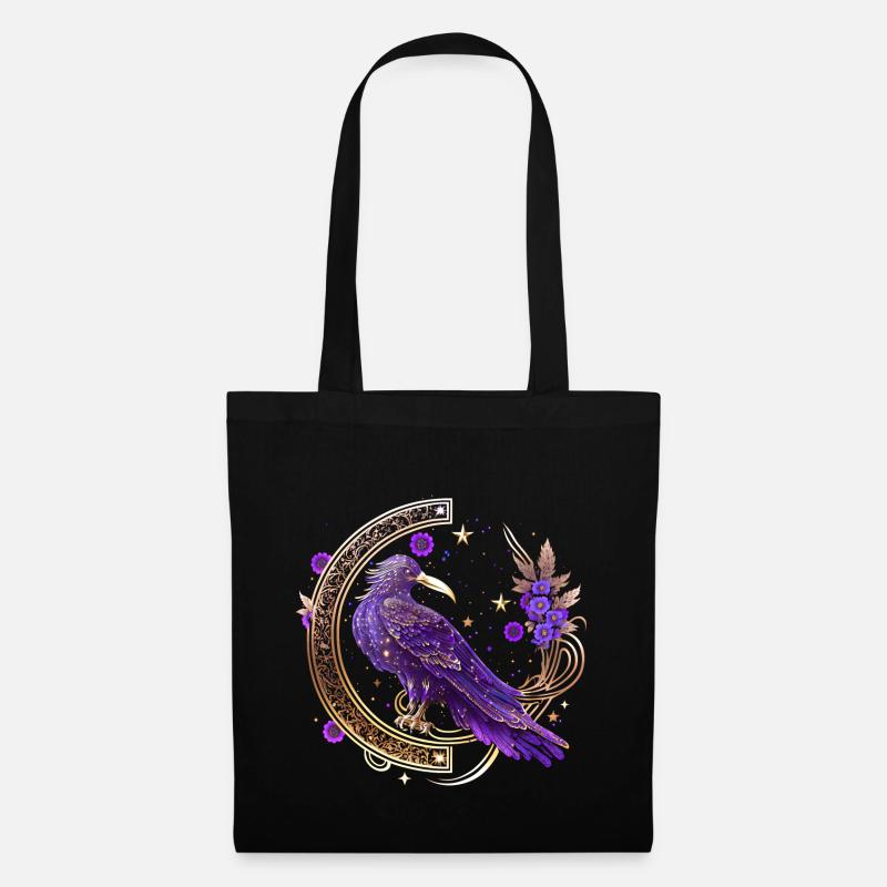 Mystische Krähe, Wicca, Morrigan, Keltisch, Rabe - Stoffbeutel - Schwarz
