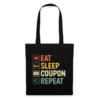 Eat Sleep Gutschein Repeat Couponer Shopper Speichern - Stoffbeutel - Schwarz - Vorne