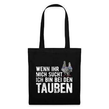 Taube Tauben Vogel - Stoffbeutel - Schwarz - Vorne