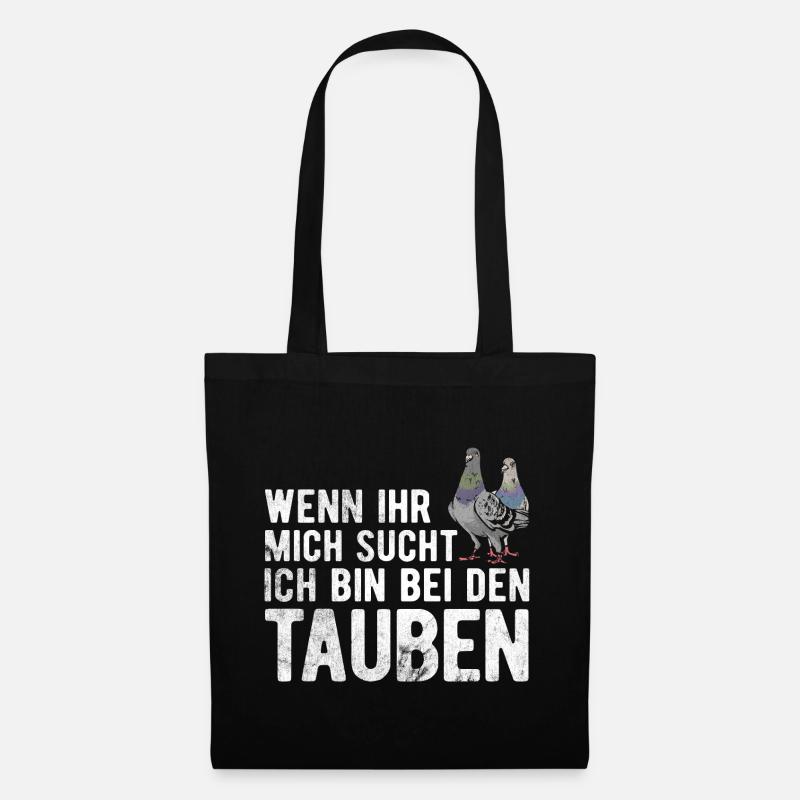 Taube Tauben Vogel - Stoffbeutel - Schwarz