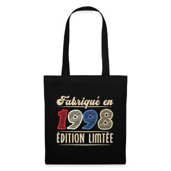 Fabriqué en 1998, Vintage cadeau d'anniversaire - Sac en tissu - noir - Devant
