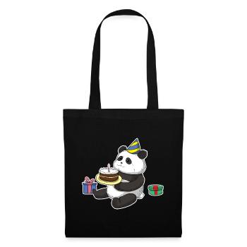 Panda Birthday Bday Geburtstag - Stoffbeutel - Schwarz - Vorne