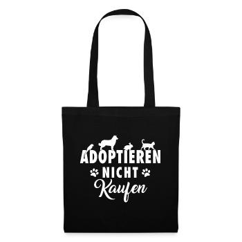 Adoptieren nicht Kaufen Heimtierretter Geschenk - Stoffbeutel - Schwarz - Vorne