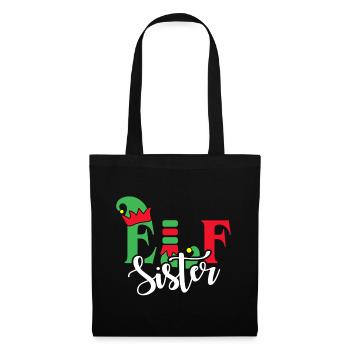 Elf Schwester Weihnachten Familie Matching - Stoffbeutel - Schwarz - Vorne