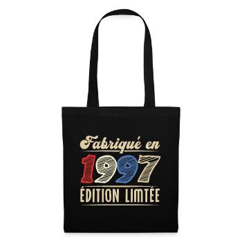 Fabriqué en 1997, Vintage cadeau d'anniversaire - Sac en tissu - noir - Devant