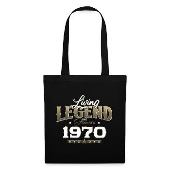 55e anniversaire Légendaire depuis janvier Né en 1970 - Sac en tissu - noir - Devant