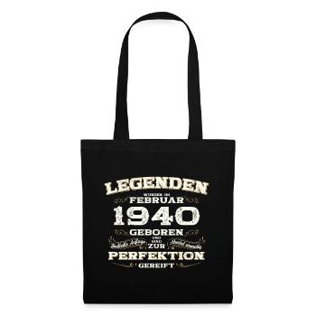 85. Geburtstag Geschenk Mann Original Februar 1940 - Stoffbeutel - Schwarz - Vorne
