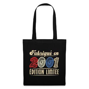 Fabriqué en 2001, Vintage cadeau d'anniversaire - Sac en tissu - noir - Devant