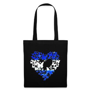 Coeur, Papillons, Je me tiens avec Israël, Drapeau - Sac en tissu - noir - Devant