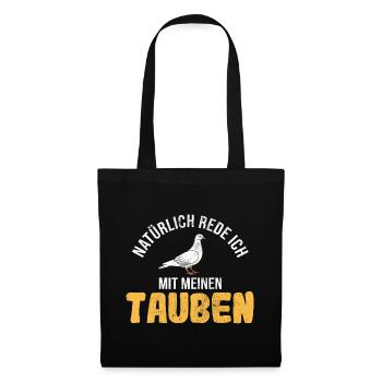 Taube Tauben Vogel - Stoffbeutel - Schwarz - Vorne