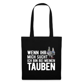 Taube Tauben Vogel - Stoffbeutel - Schwarz - Vorne