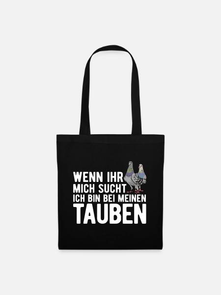 Taube Tauben Vogel - Stoffbeutel - Schwarz