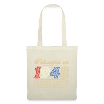Fabriqué en 1948, Vintage cadeau d'anniversaire - Sac en tissu - nature - Devant