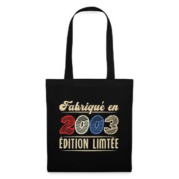Fabriqué en 2003, Vintage cadeau d'anniversaire - Sac en tissu - noir - Devant