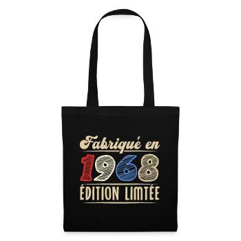 Fabriqué en 1968, Vintage cadeau d'anniversaire - Sac en tissu - noir - Devant