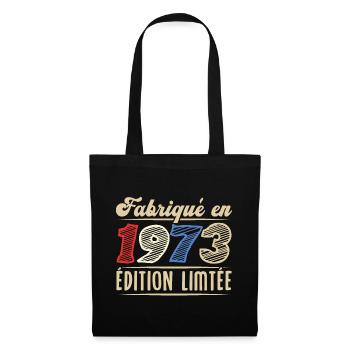 Fabriqué en 1973, Vintage cadeau d'anniversaire - Sac en tissu - noir - Devant