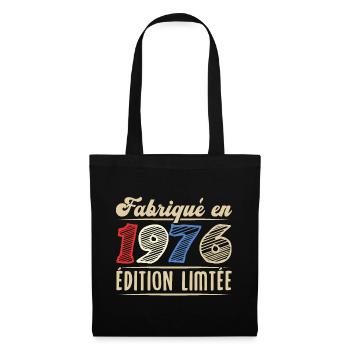 Fabriqué en 1976, Vintage cadeau d'anniversaire - Sac en tissu - noir - Devant