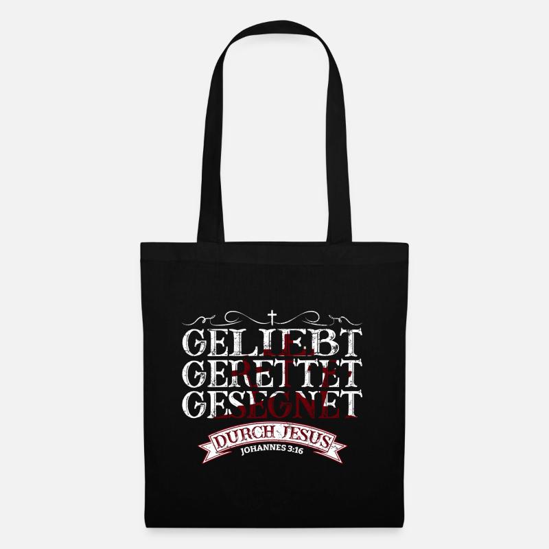 Geliebt, gerettet, gesegnet durch Jesus Christus - Stoffbeutel - Schwarz