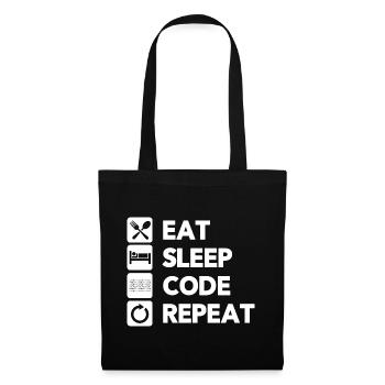 Eat Sleep Code Repeat Coder Programmer Software De - Stoffbeutel - Schwarz - Vorne