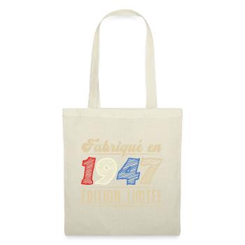 Fabriqué en 1947, Vintage cadeau d'anniversaire - Sac en tissu - nature - Devant