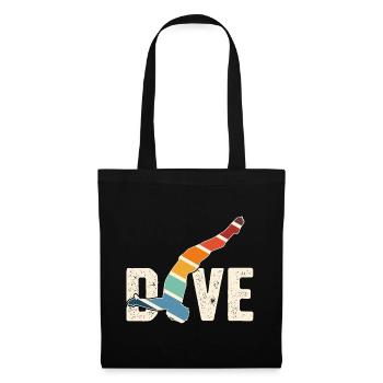 Retro Graphic Cliff Diver Cliff Diving Tombstoning - Tote Bag - black - Front