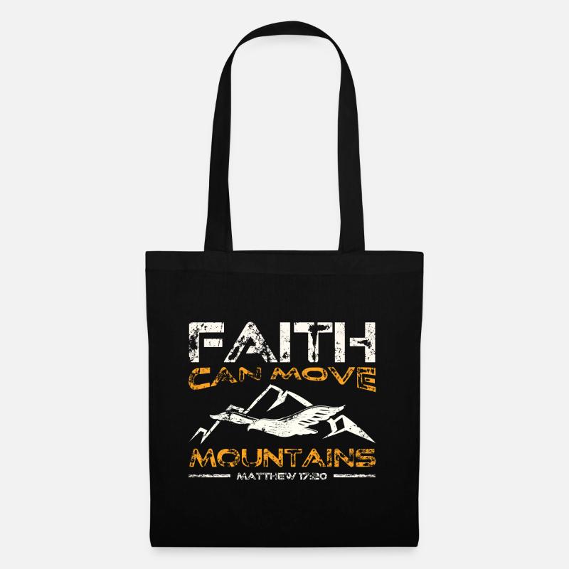 Faith can move Mountains, christliches Geschenk. - Stoffbeutel - Schwarz