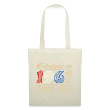 Fabriqué en 1961, Vintage cadeau d'anniversaire - Sac en tissu - nature - Devant