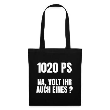 1020 PS Elektroauto Spruch / VOLT ihr auch eines? - Stoffbeutel - Schwarz - Vorne