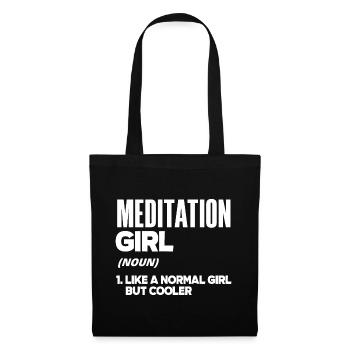 Meditation Girl Noun Meditate Meditation Relaxatio - Stoffbeutel - Schwarz - Vorne