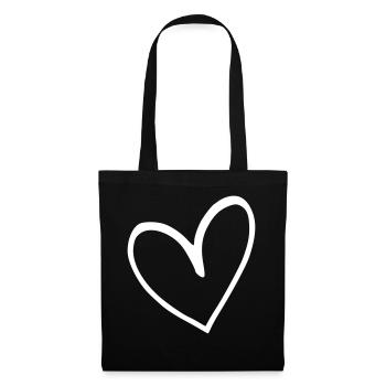 Émoji de coeur esquisse - Sac en tissu - noir - Devant