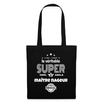 super maître nageur 100% génial humour - Sac en tissu - noir - Devant
