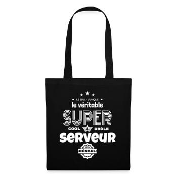 super serveur 100% génial humour - Sac en tissu - noir - Devant