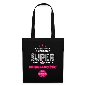 super ambulancière 100% parfaite t-shirt humour - Sac en tissu - noir - Devant