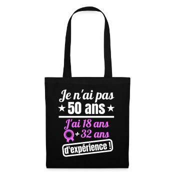 50 ans anniversaire millésime 1973 humour - Sac en tissu - noir - Devant