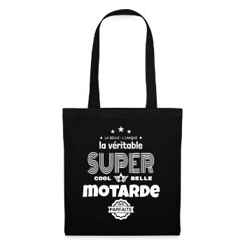 super motarde 100% parfaite humour - Sac en tissu - noir - Devant