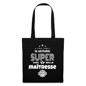 super maîtresse 100% parfaite t-shirt humour - Sac en tissu - noir - Devant