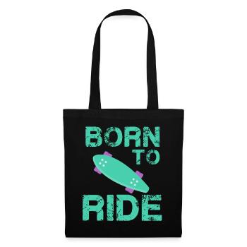 né pour rouler born to ride skateboard skate - Sac en tissu - noir - Devant