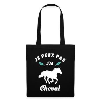 je peux pas j'ai cheval équitation - Sac en tissu - noir - Devant