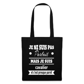 Cadeau pas parfait mais cavalier cheval - Sac en tissu - noir - Devant