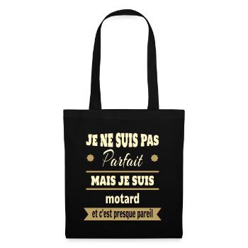 Pas parfait mais motard moto humour - Sac en tissu - noir - Devant