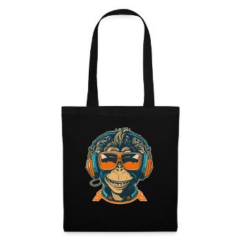 Singe DJ Lunettes De Soleil Casque Chimpanzé Coloré - Sac en tissu - noir - Devant