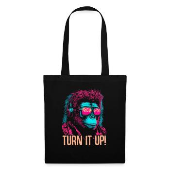 Singe DJ Lunettes De Soleil Casque Chimpanzé Coloré - Sac en tissu - noir - Devant